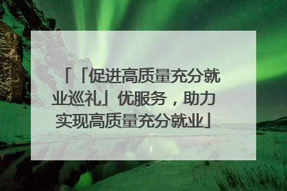 「促进高质量充分就业巡礼」优服务，助力实现高质量充分就业