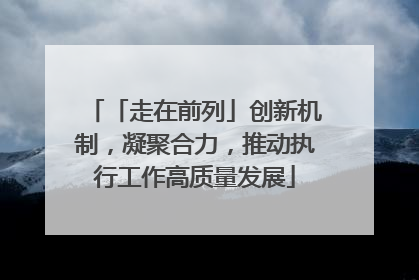 「走在前列」创新机制，凝聚合力，推动执行工作高质量发展
