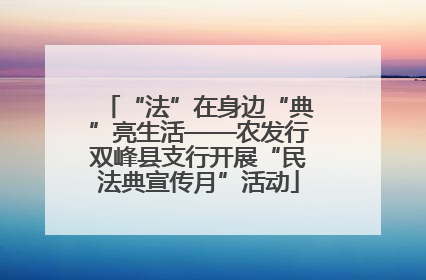 “法”在身边“典”亮生活——农发行双峰县支行开展“民法典宣传月”活动