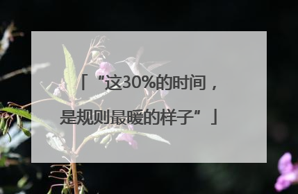 “这30%的时间，是规则最暖的样子”