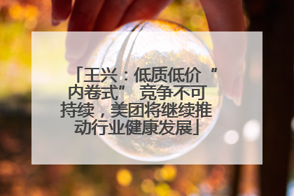 王兴：低质低价“内卷式” 竞争不可持续，美团将继续推动行业健康发展