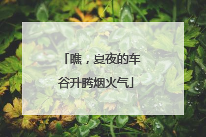 瞧，夏夜的车谷升腾烟火气