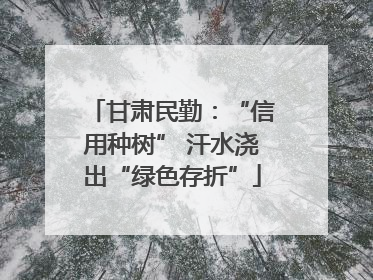 甘肃民勤：“信用种树” 汗水浇出“绿色存折”