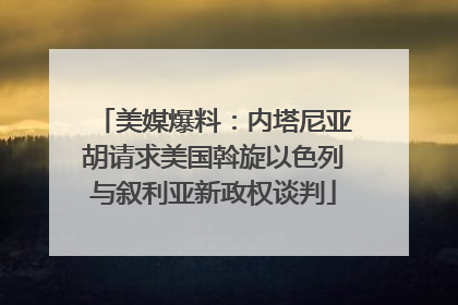 美媒爆料：内塔尼亚胡请求美国斡旋以色列与叙利亚新政权谈判