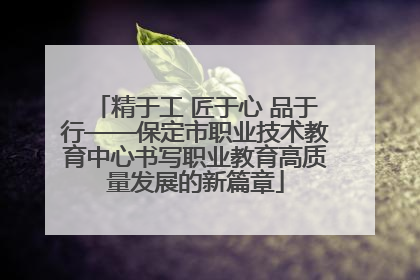 精于工 匠于心 品于行——保定市职业技术教育中心书写职业教育高质量发展的新篇章