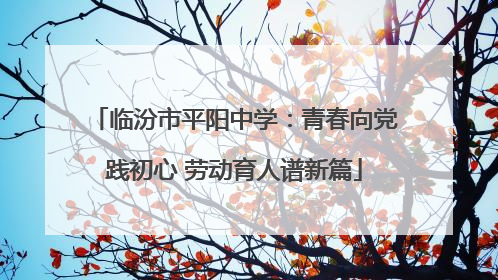 临汾市平阳中学：青春向党践初心 劳动育人谱新篇