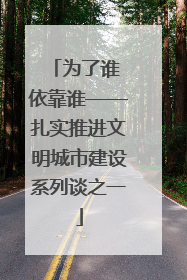 为了谁 依靠谁——扎实推进文明城市建设系列谈之一