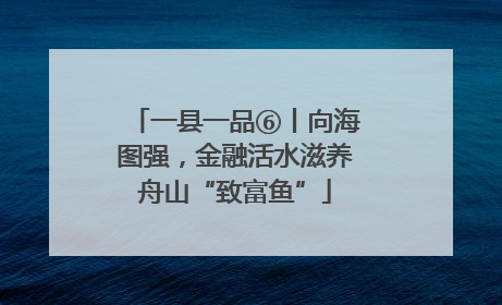 一县一品⑥丨向海图强，金融活水滋养舟山“致富鱼”