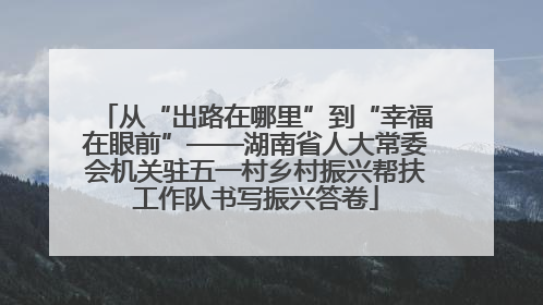 从“出路在哪里”到“幸福在眼前”——湖南省人大常委会机关驻五一村乡村振兴帮扶工作队书写振兴答卷