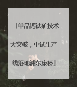 单晶钙钛矿技术大突破，中试生产线落地浦东康桥
