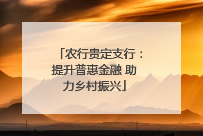 农行贵定支行：提升普惠金融 助力乡村振兴