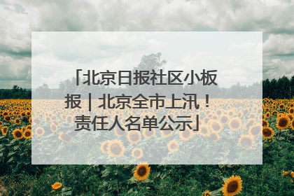 北京日报社区小板报｜北京全市上汛！责任人名单公示