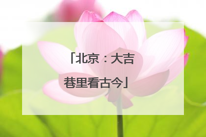 北京：大吉巷里看古今
