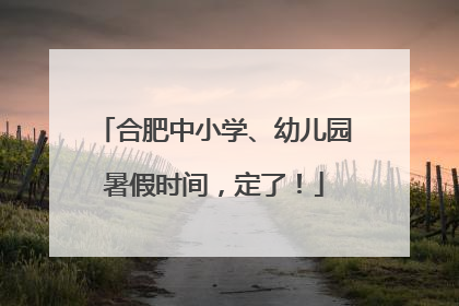 合肥中小学、幼儿园暑假时间，定了！