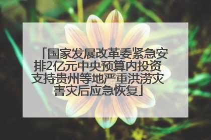 国家发展改革委紧急安排2亿元中央预算内投资支持贵州等地严重洪涝灾害灾后应急恢复