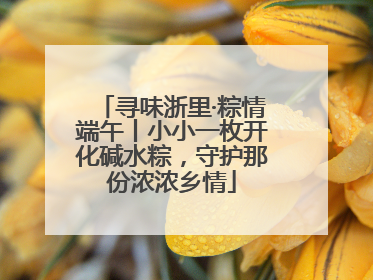 寻味浙里·粽情端午丨小小一枚开化碱水粽，守护那份浓浓乡情