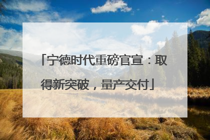 宁德时代重磅官宣：取得新突破，量产交付