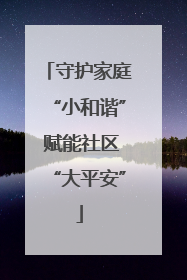 守护家庭“小和谐” 赋能社区“大平安”