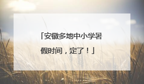 安徽多地中小学暑假时间，定了！