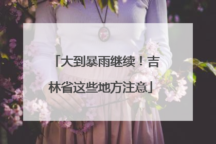 大到暴雨继续！吉林省这些地方注意