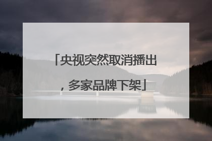 央视突然取消播出，多家品牌下架