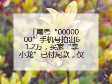 尾号“0000000”手机号拍出61.2万，买家“李小龙”已付尾款，仅享有使用权