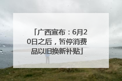 广西宣布：6月20日之后，暂停消费品以旧换新补贴