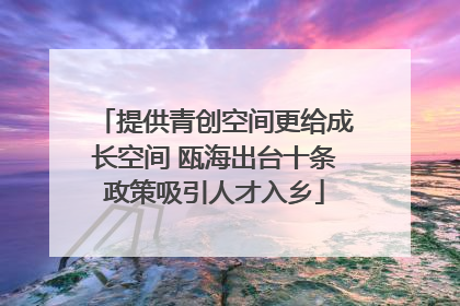 提供青创空间更给成长空间 瓯海出台十条政策吸引人才入乡