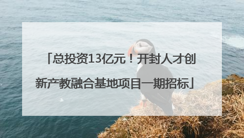 总投资13亿元！开封人才创新产教融合基地项目一期招标