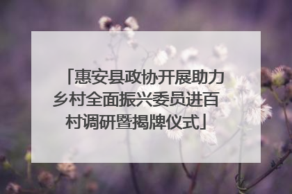 惠安县政协开展助力乡村全面振兴委员进百村调研暨揭牌仪式