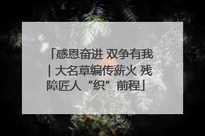 感恩奋进 双争有我｜大名草编传薪火 残障匠人“织”前程