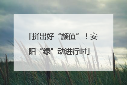 拼出好“颜值”！安阳“绿”动进行时