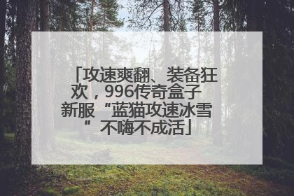 攻速爽翻、装备狂欢，996传奇盒子新服“蓝猫攻速冰雪”不嗨不成活