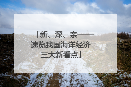 新、深、亲——速览我国海洋经济三大新看点