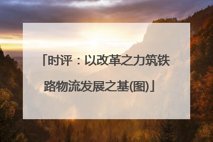 时评：以改革之力筑铁路物流发展之基(图)