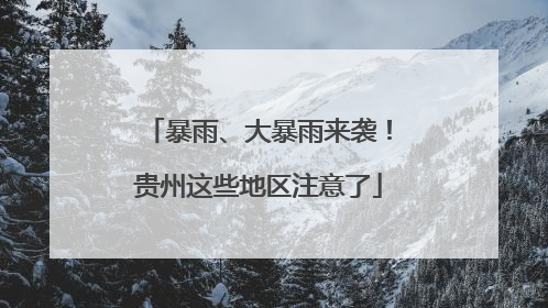 暴雨、大暴雨来袭！贵州这些地区注意了
