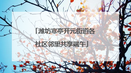 潍坊寒亭开元街道各社区邻里共享端午