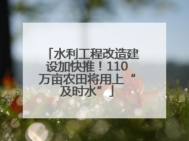 水利工程改造建设加快推！110万亩农田将用上“及时水”
