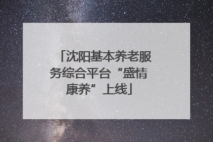 沈阳基本养老服务综合平台“盛情康养”上线