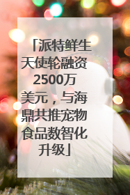 派特鲜生天使轮融资2500万美元，与海鼎共推宠物食品数智化升级