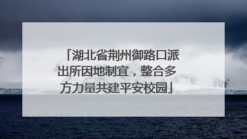 湖北省荆州御路口派出所因地制宜，整合多方力量共建平安校园