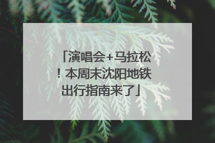 演唱会+马拉松！本周末沈阳地铁出行指南来了