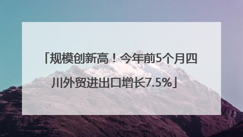 规模创新高！今年前5个月四川外贸进出口增长7.5%