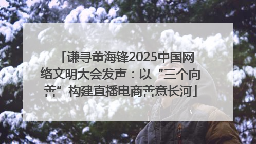 谦寻董海锋2025中国网络文明大会发声：以“三个向善”构建直播电商善意长河