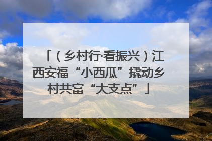 （乡村行·看振兴）江西安福“小西瓜”撬动乡村共富“大支点”