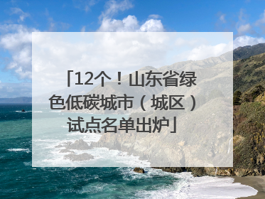 12个！山东省绿色低碳城市（城区）试点名单出炉