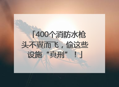 400个消防水枪头不翼而飞，偷这些设施“真刑”！