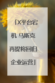 X平台宕机 马斯克再提将回归企业运营